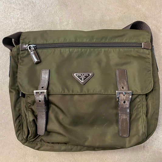 Prada Messenger Bag Double Strap Green