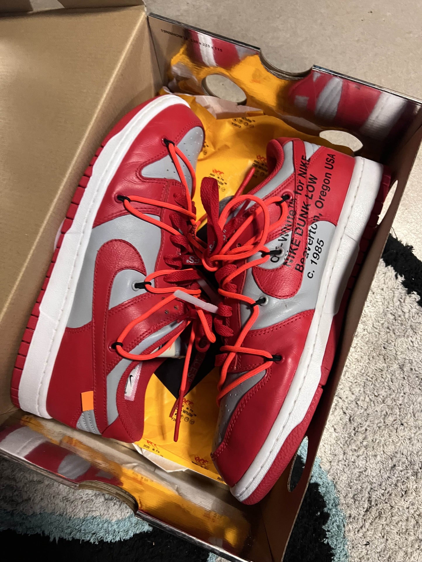 Nike Dunk Low Off White University Red 43