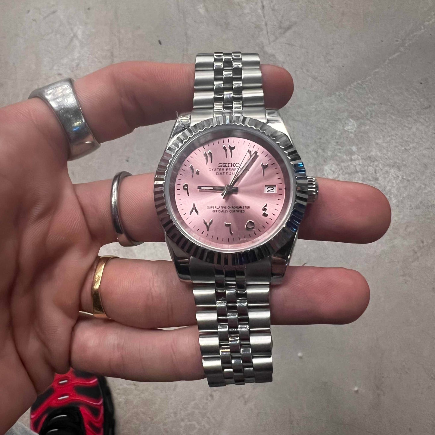 Seiko Mod Arabic Dial Pink