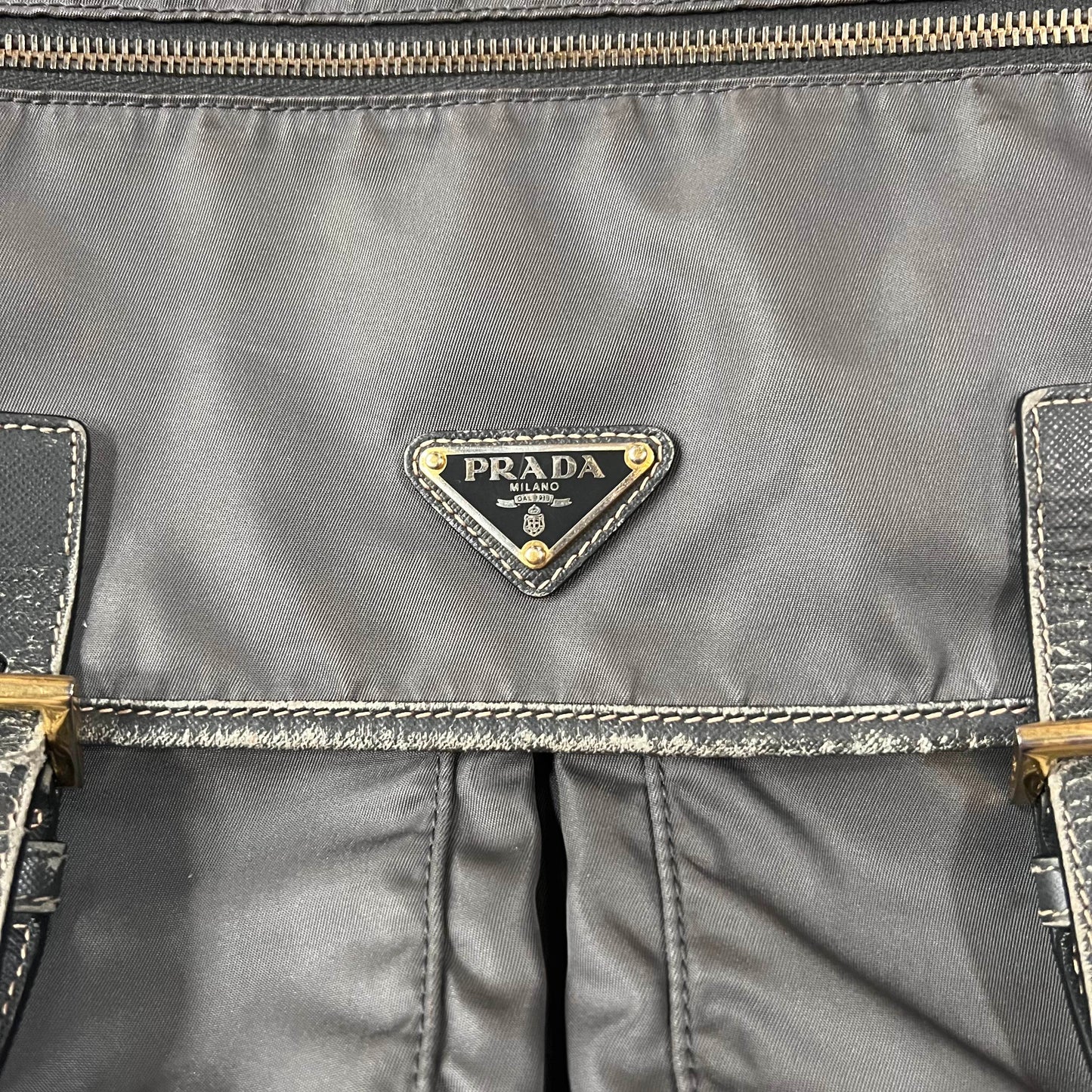 Prada Messenger Bag Double Strap Grey